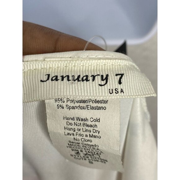 January 7 Womens Fit Flare Dress White Pink Floral Sleeveless Halter Neck S New - Picture 6 of 6